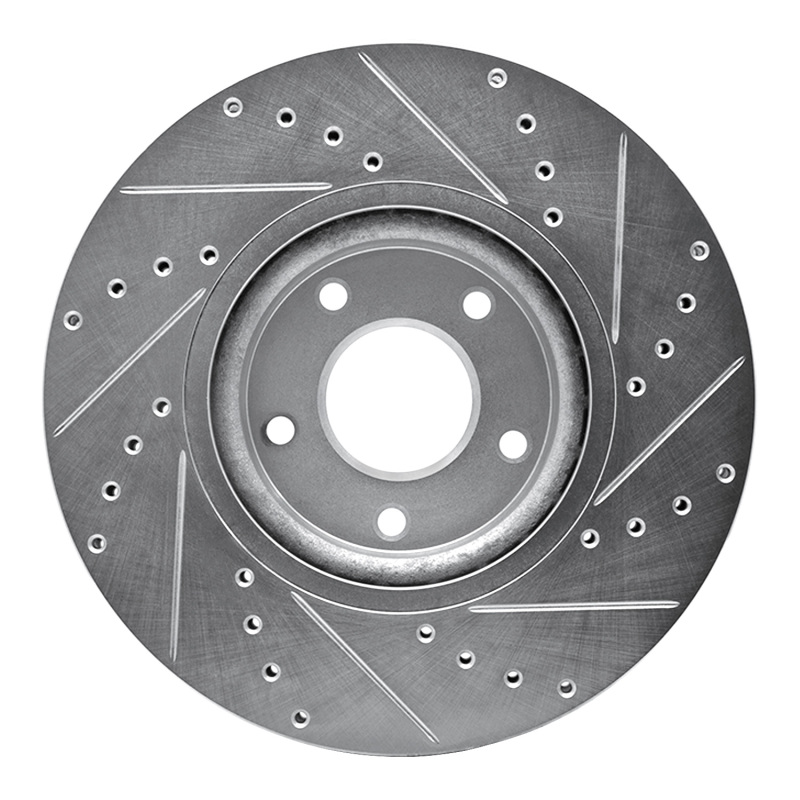 Nissan Juke Brake Rotor (1) - Front Left - R1 Concepts - Drilled & Slotted - Silver - `07-`17